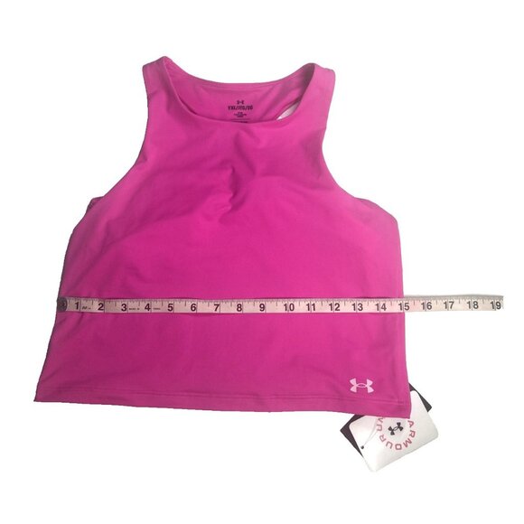 Under Armour Motion Crop Tank Tops Girl's XL Pink & Black Sports Bra NEW - Picture 10 of 15